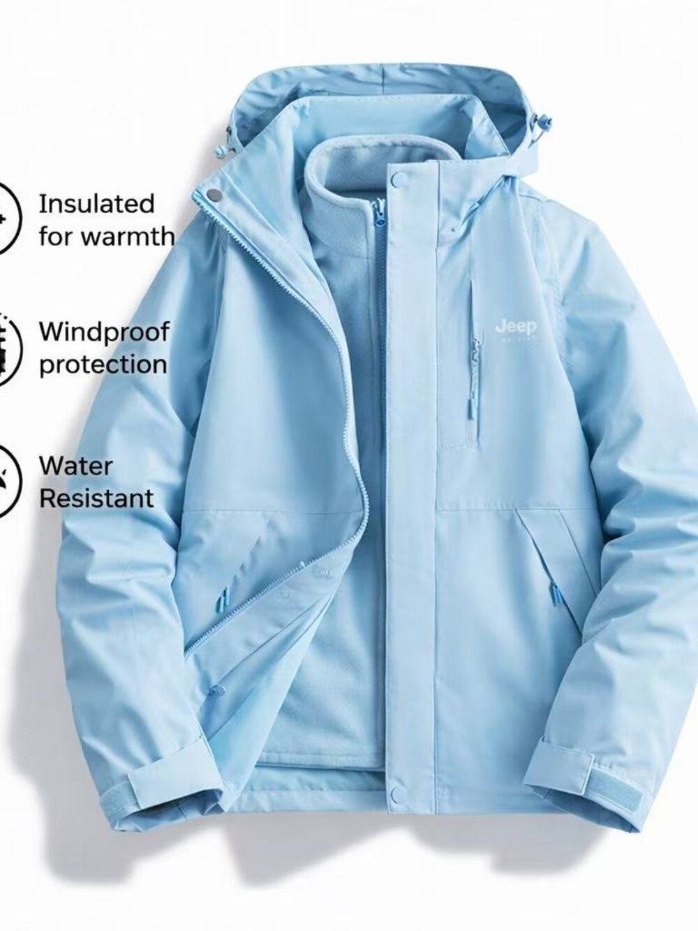 3-in-1 Waterproof Windbreaker Jacket Fleece Liner Women’s L NWT Outdoor Set